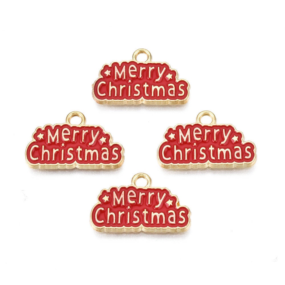 Merry Christmas charms, 20mm enamel