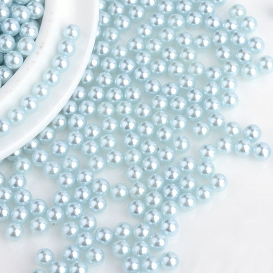 8mm pale blue pearl beads, acrylic aqua, NO HOLE