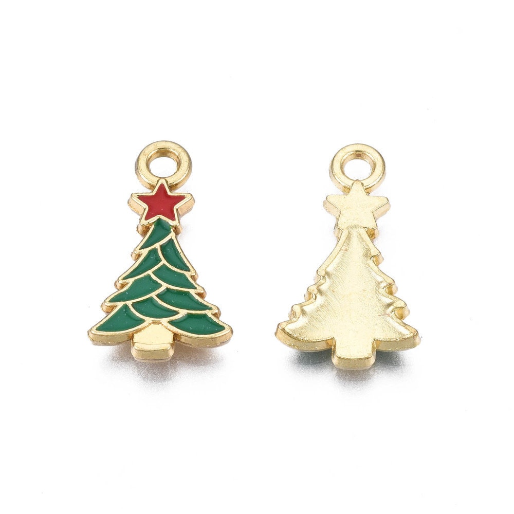 Christmas tree with star charms, 20mm enamel
