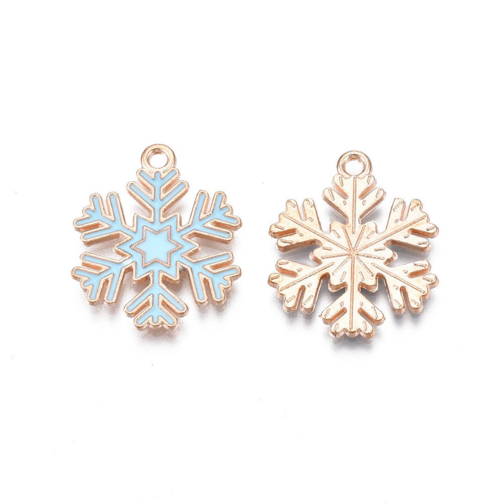 Blue Snowflake charms, 22mm