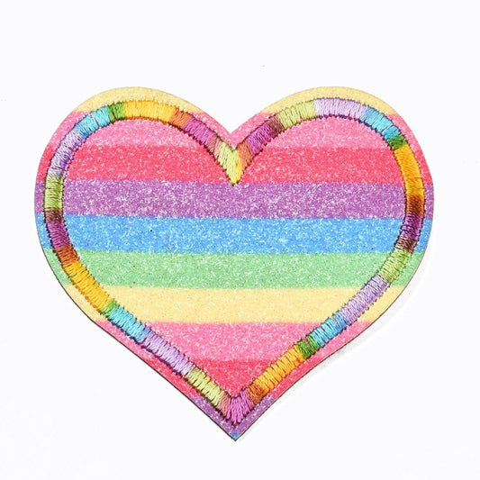Rainbow iron on heart patch