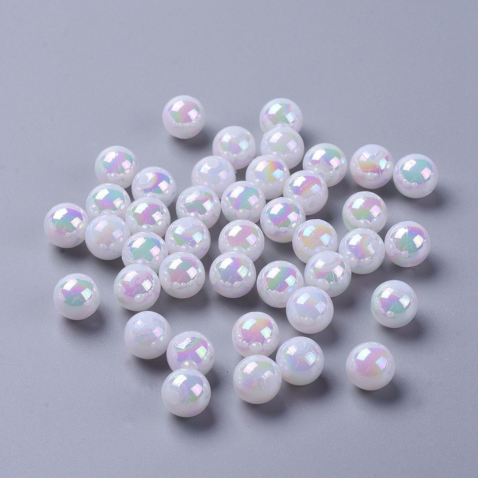 10mm white colour plated beads, acrylic