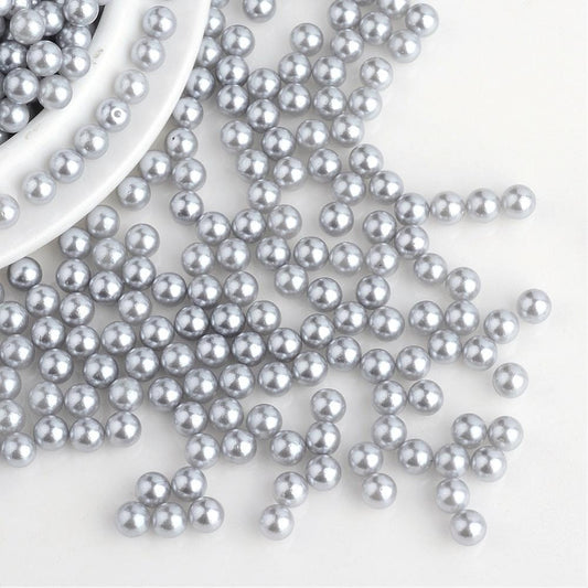 8mm silver pearl beads, acrylic  undrilled, NO HOLE