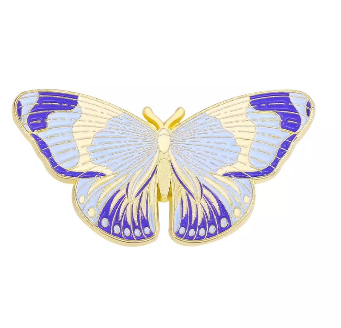 Butterfly blue enamel pin badge