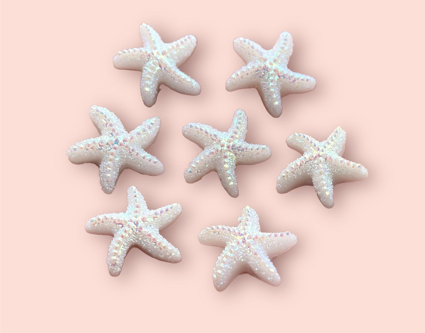 Starfish cabochons, white rhinestone 13mm