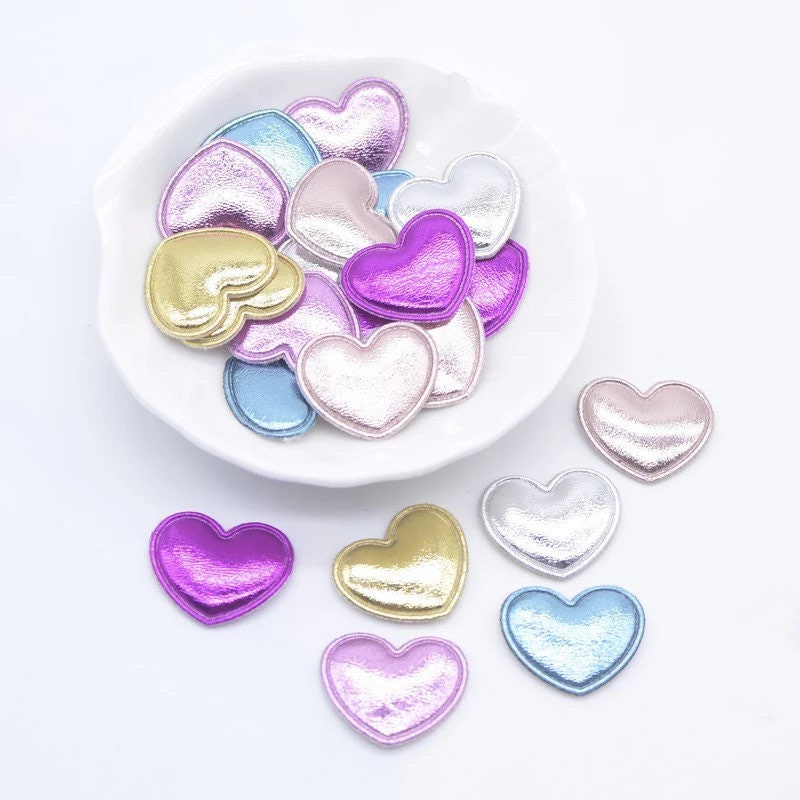 Heart shaped fabric embellishments, 22mm pu ,