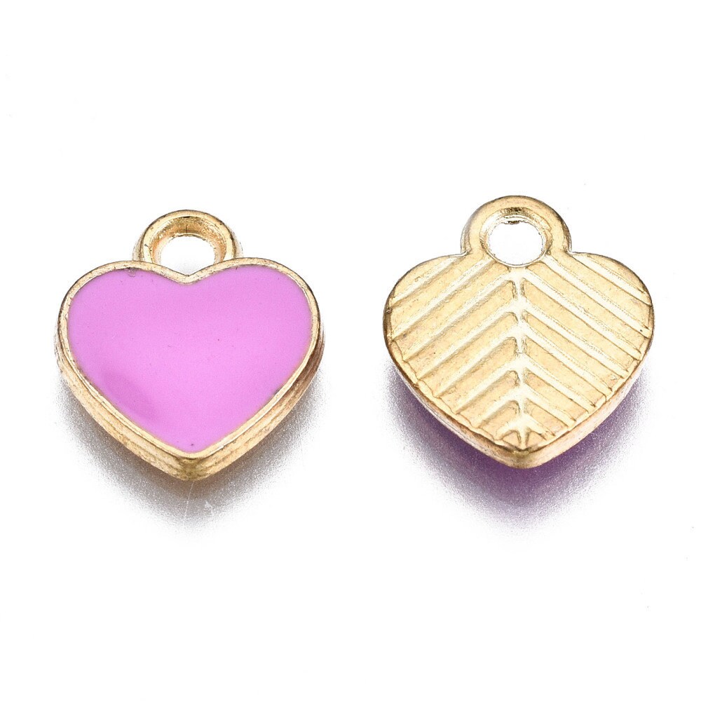 lilac heart charms, 12mm