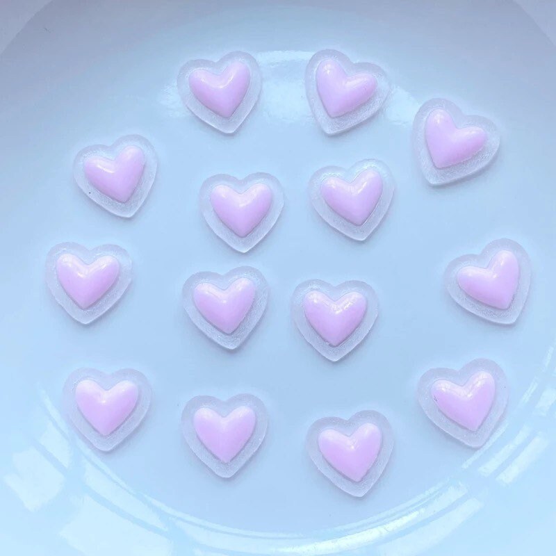 pink heart embellishments, 10mm edged