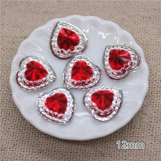 Red heart embellishments, 12mm