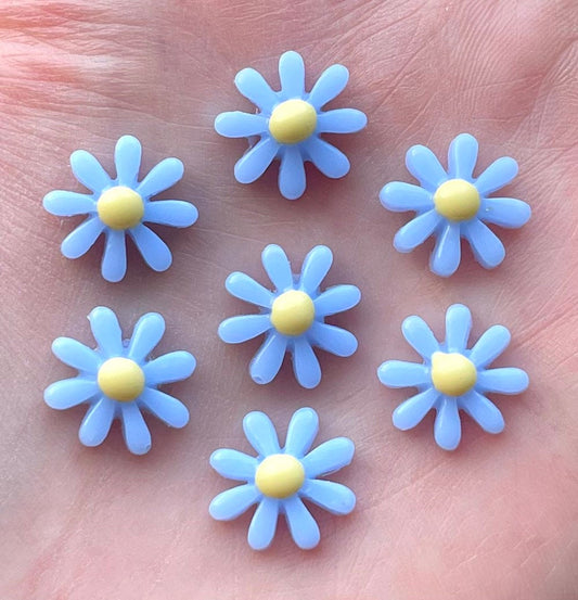 Daisy cabochons, 12mm blue