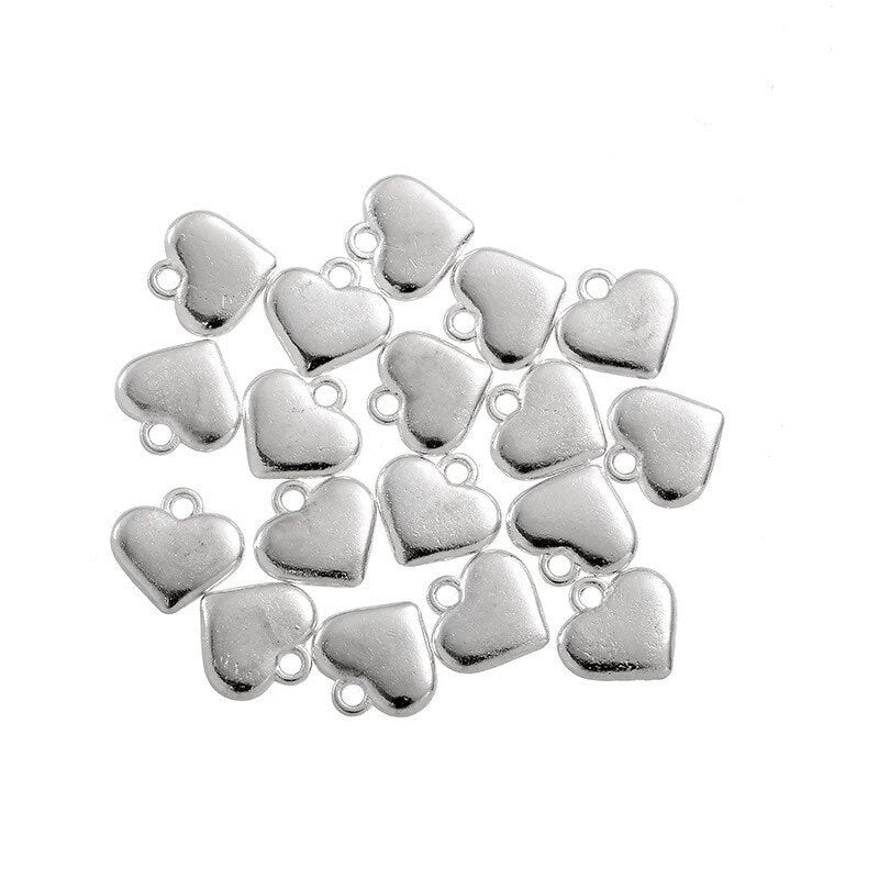 Silver heart charm, 12mm