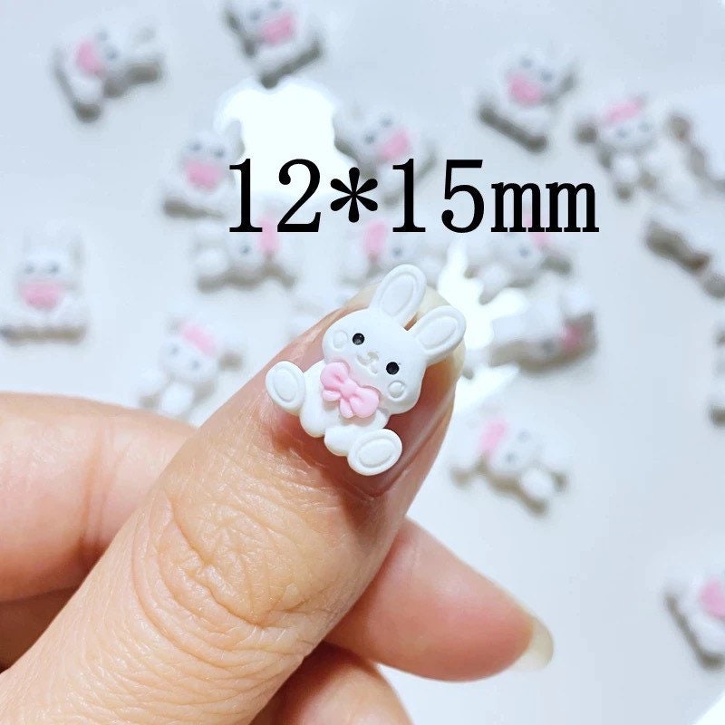 Rabbit resin embellishments, white mini 15mm