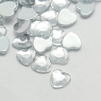 Clear heart embellishments, 20mm