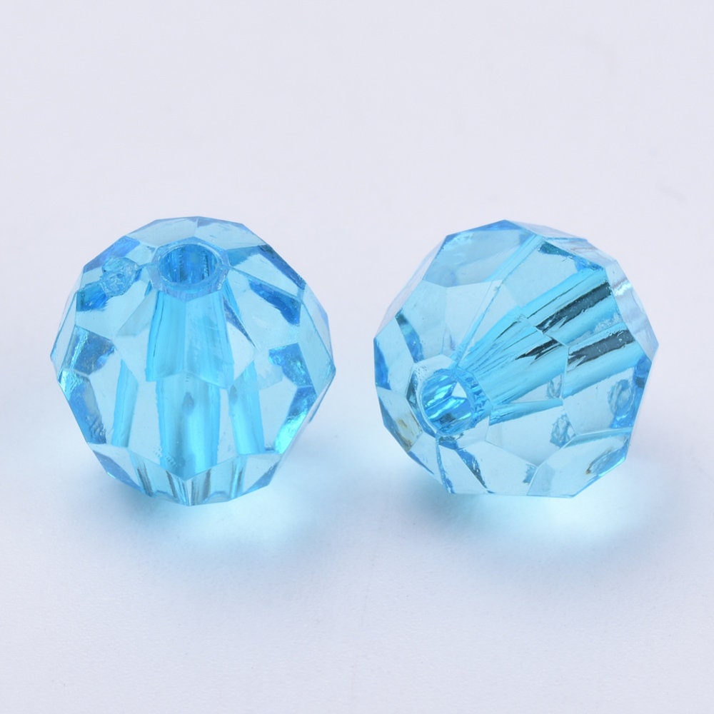 8mm blue transparent beads, acrylic