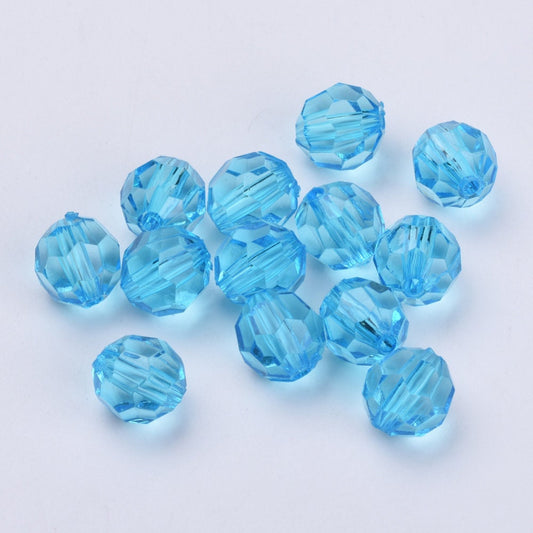 8mm blue transparent beads, acrylic