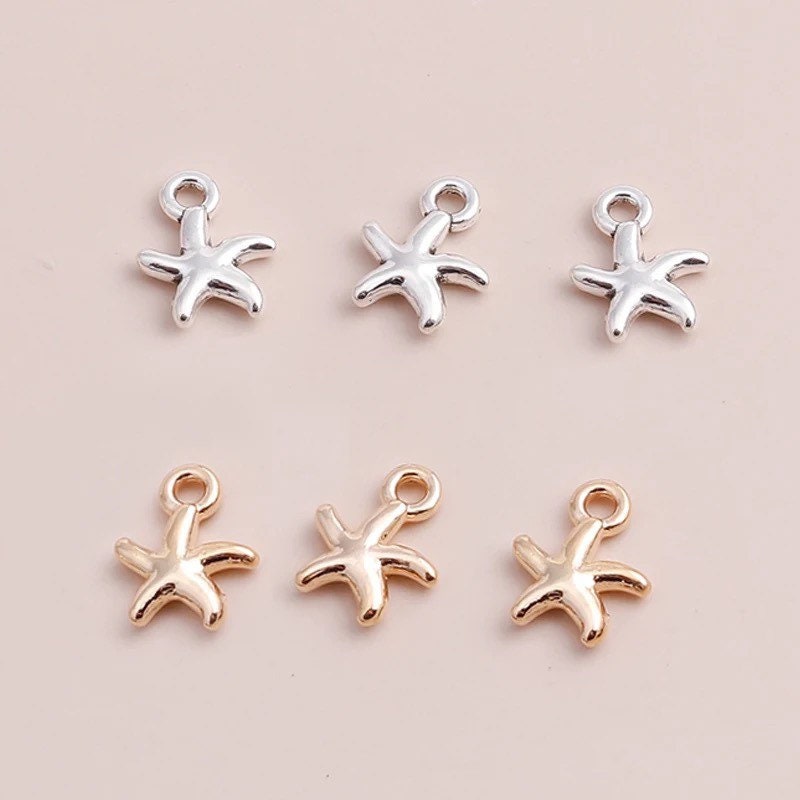 Gold starfish charm, 13mm