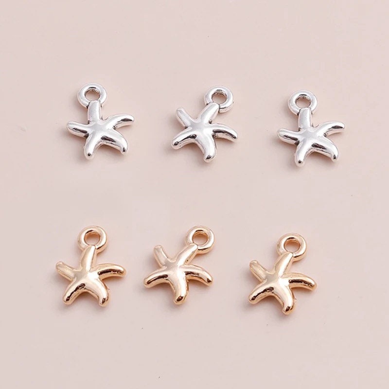 Silver starfish charm, 13mm