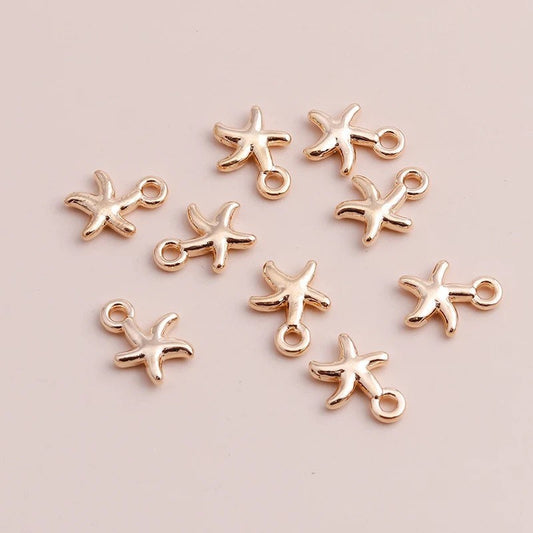 Gold starfish charm, 13mm