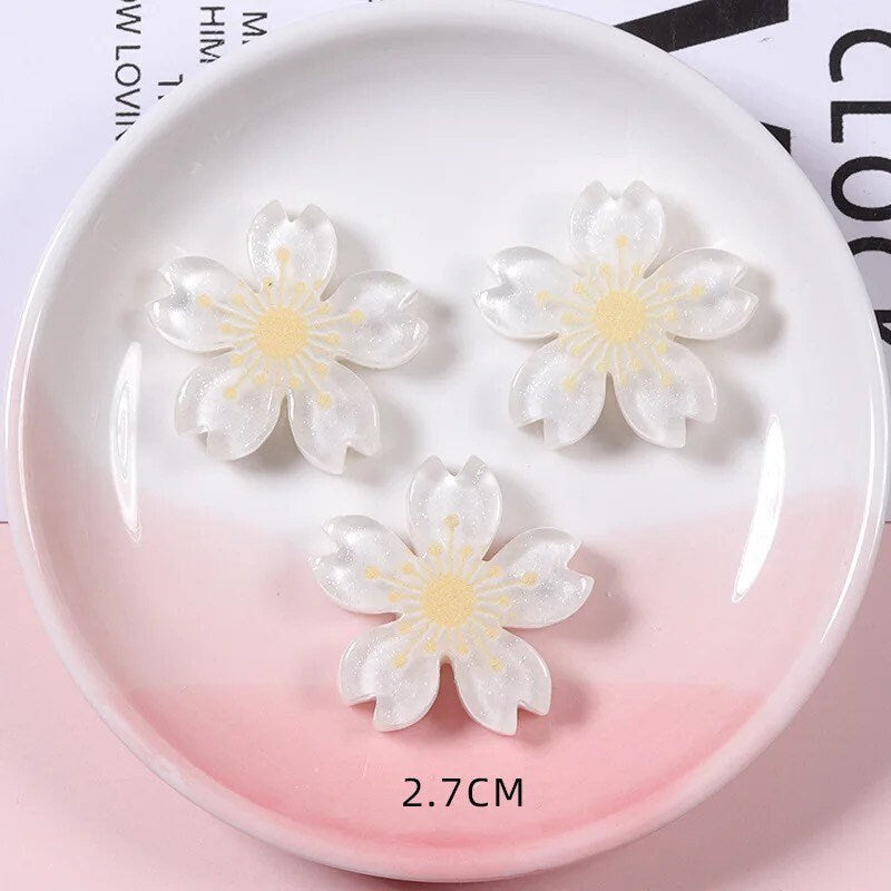 White Sakura flower cabochon, 26mm