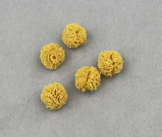 Mustard mesh fabric balls, 15mm