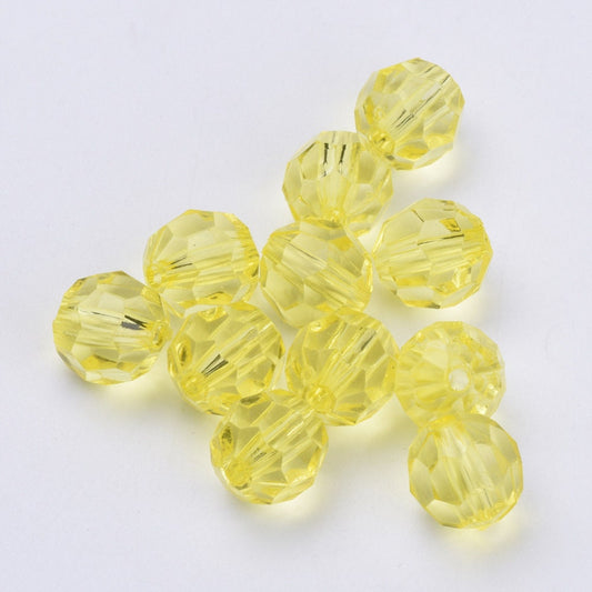 8mm yellow transparent beads, acrylic