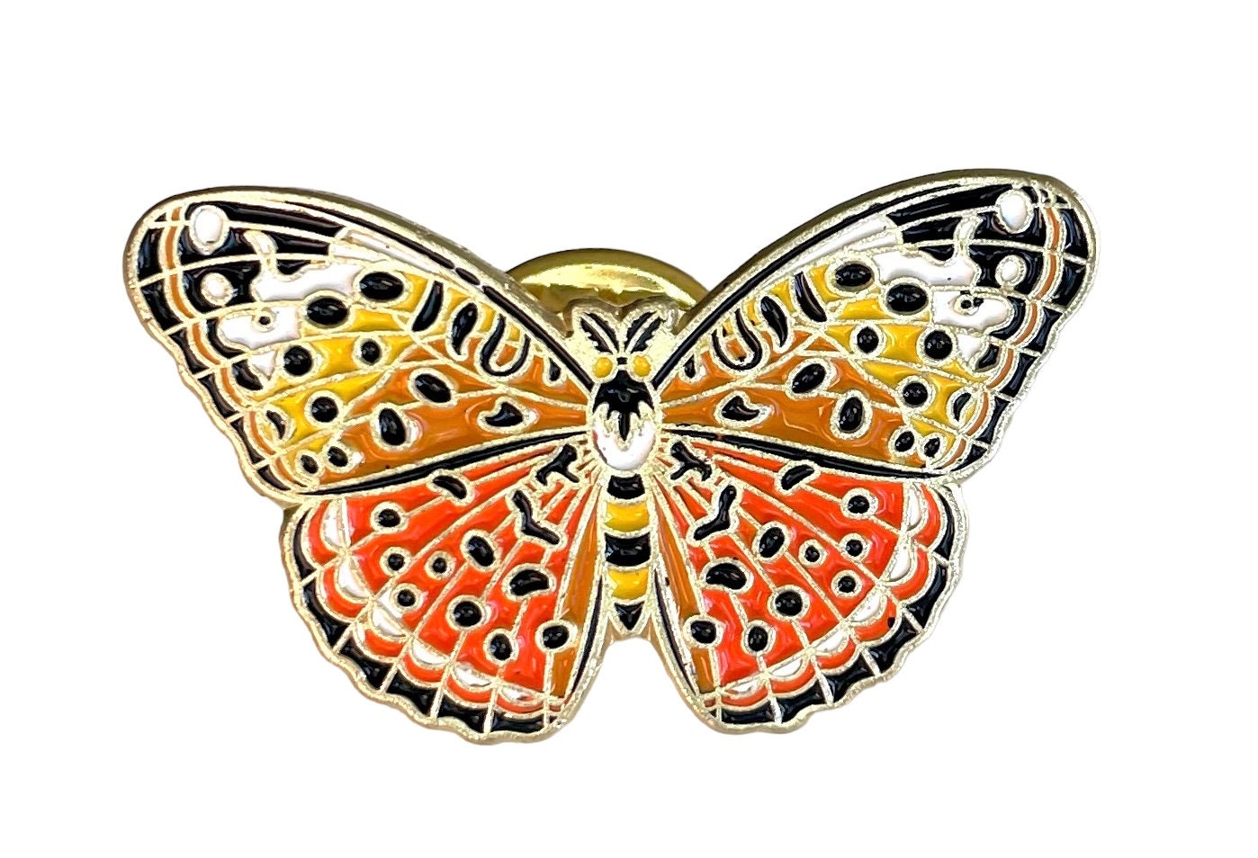 Butterfly orange enamel pin badge,