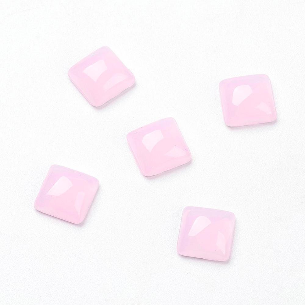 Square opal effect cabochons, 8mm acrylic