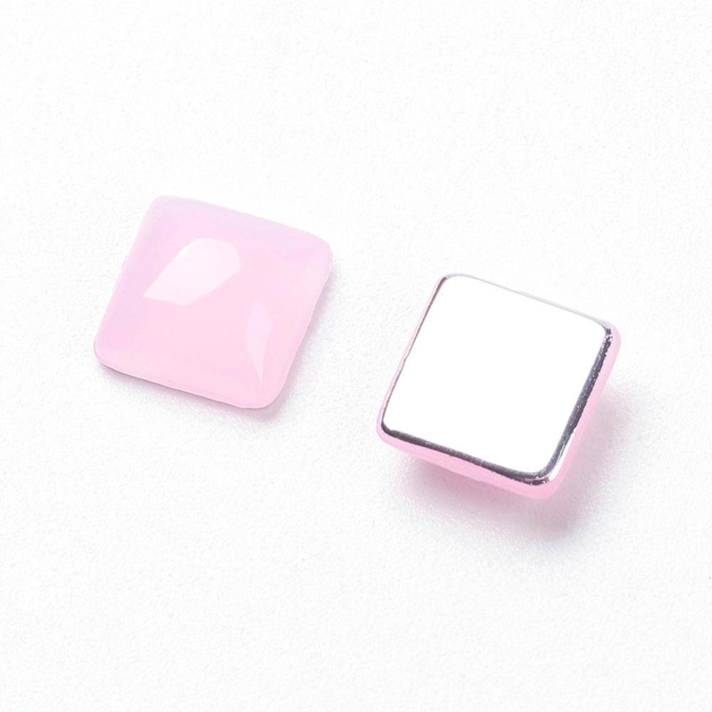 Square opal effect cabochons, 8mm acrylic