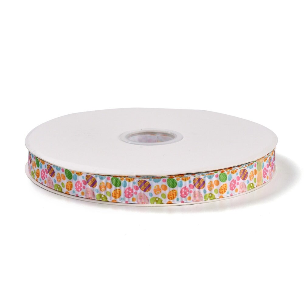 Easter egg pattern ribbon, 18mm wide grosgrain polyester