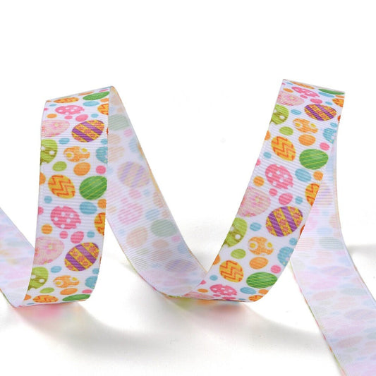 Easter egg pattern ribbon, 18mm wide grosgrain polyester