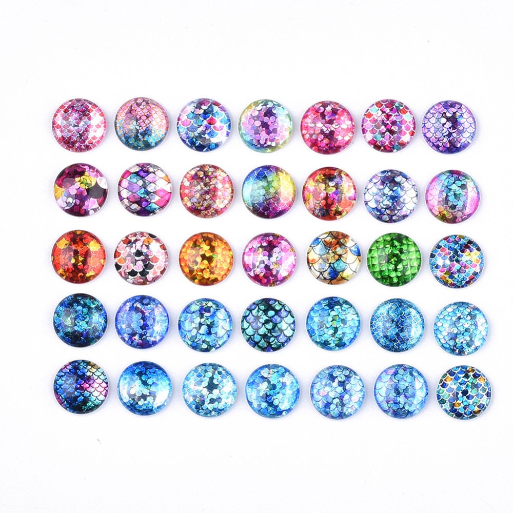 round fish scale glass cabochons, 12mm