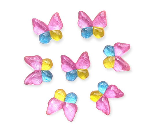 Butterfly resin cabochon, three colour 10mm