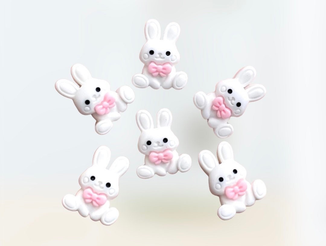 Rabbit resin embellishments, white mini 15mm