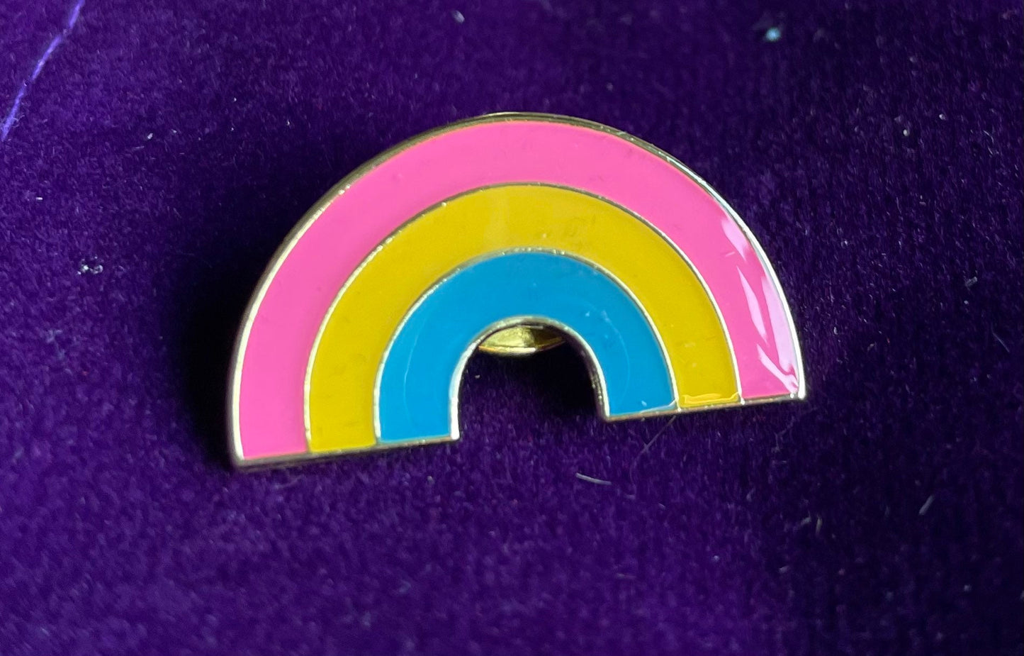 rainbow enamel pin badge, pink pastel