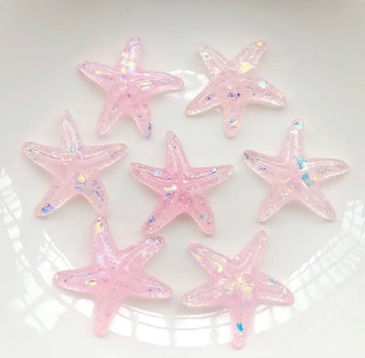 Starfish cabochons, 24mm pale pink