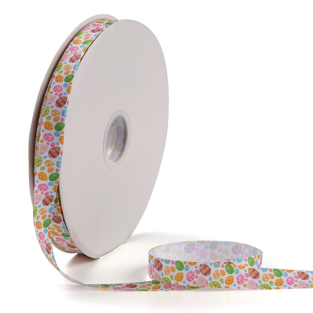 Easter egg pattern ribbon, 18mm wide grosgrain polyester