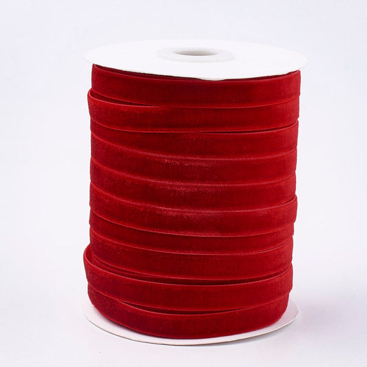 Red velvet ribbon, 10mm/ 3/8" wide single face ribbon