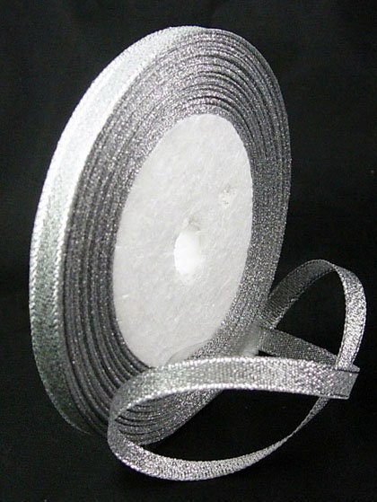 silver glitter organza ribbon, 6mm/1/4" wide