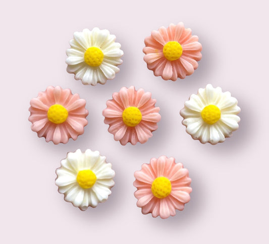 Flower cabochons, peach and cream  1mm