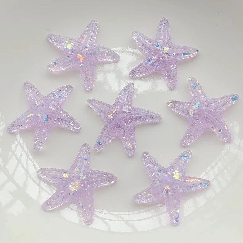 Starfish cabochons, 24mm pale purple