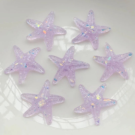 Starfish cabochons, 24mm pale purple