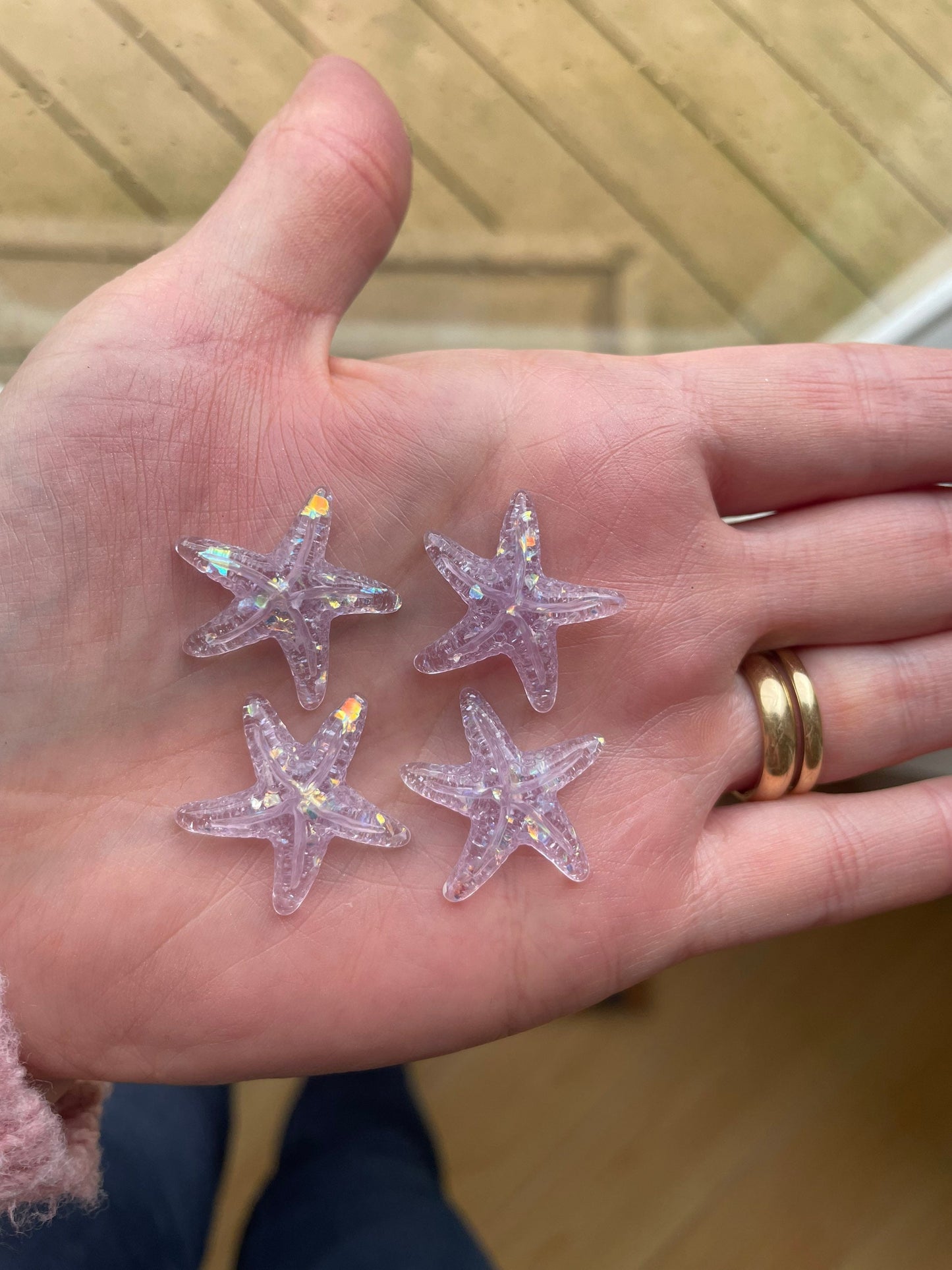 Starfish cabochons, 24mm pale purple