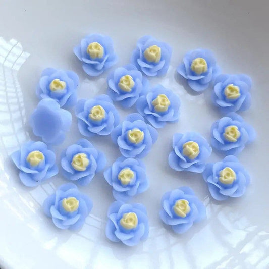 Blue flower cabochon, 13mm