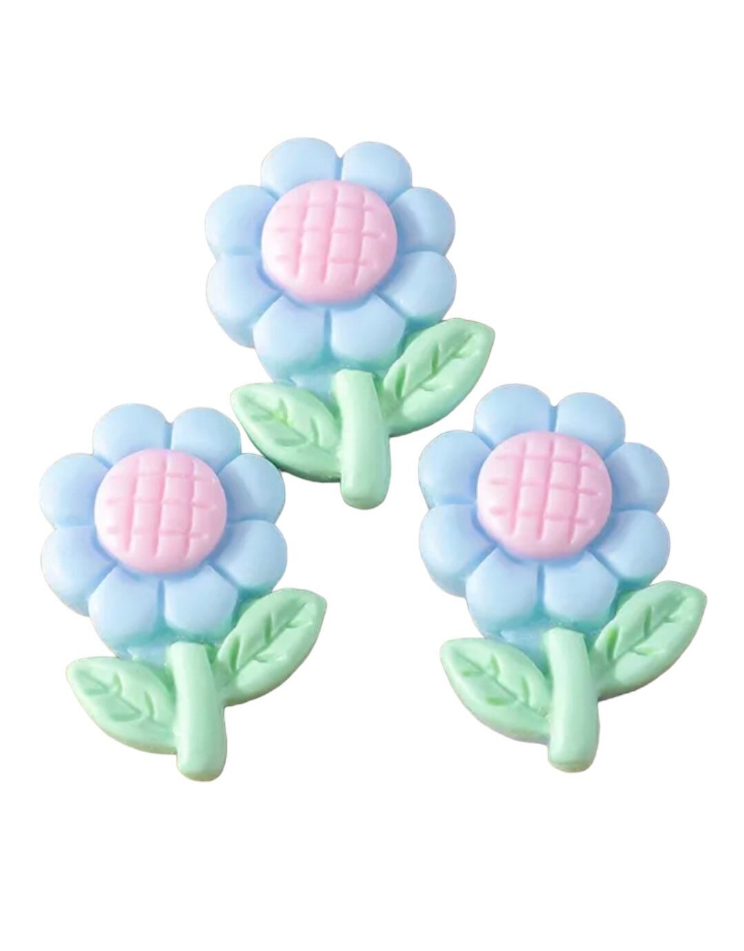 Flower cabochons, 28mm blue