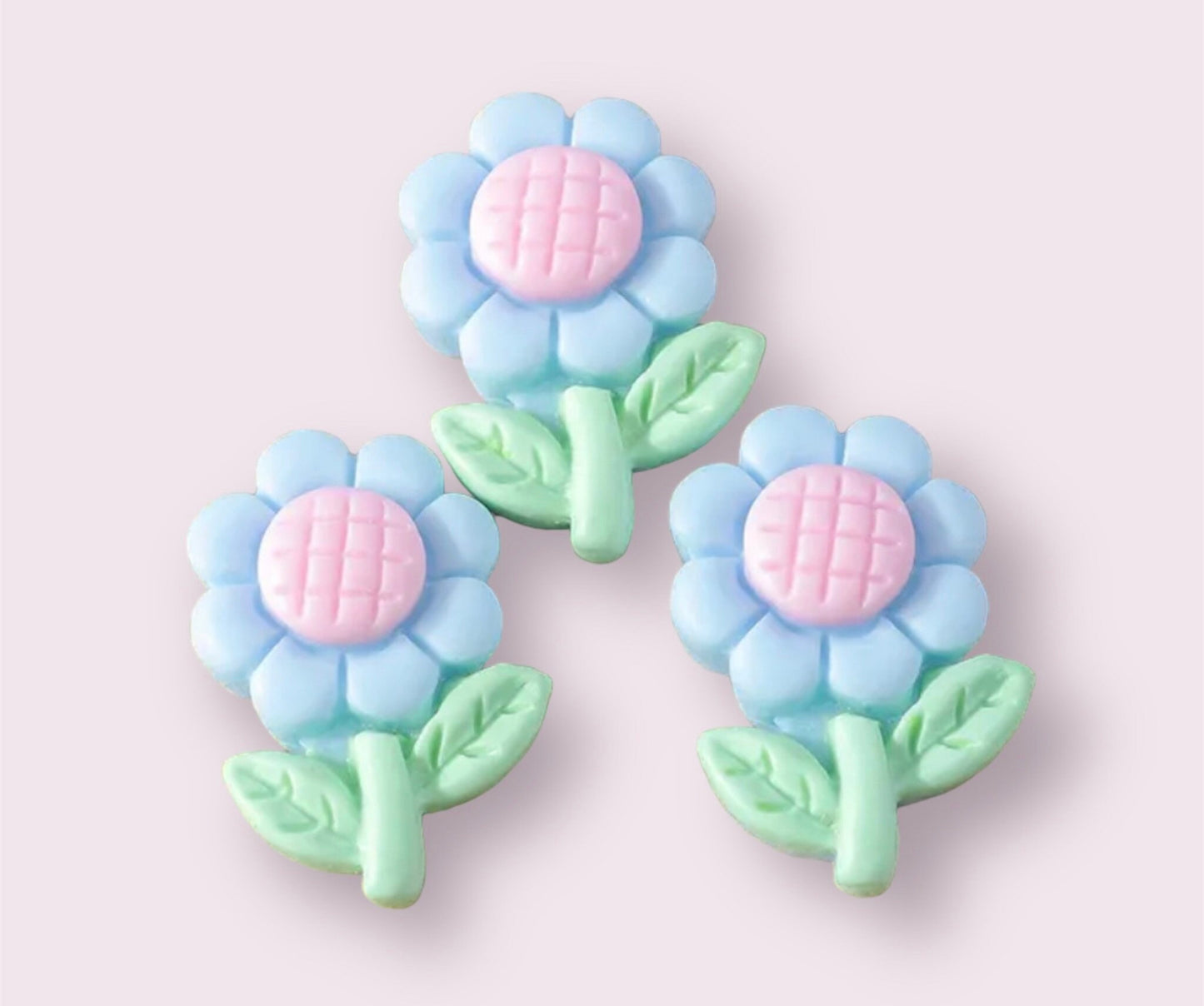 Flower cabochons, 28mm blue