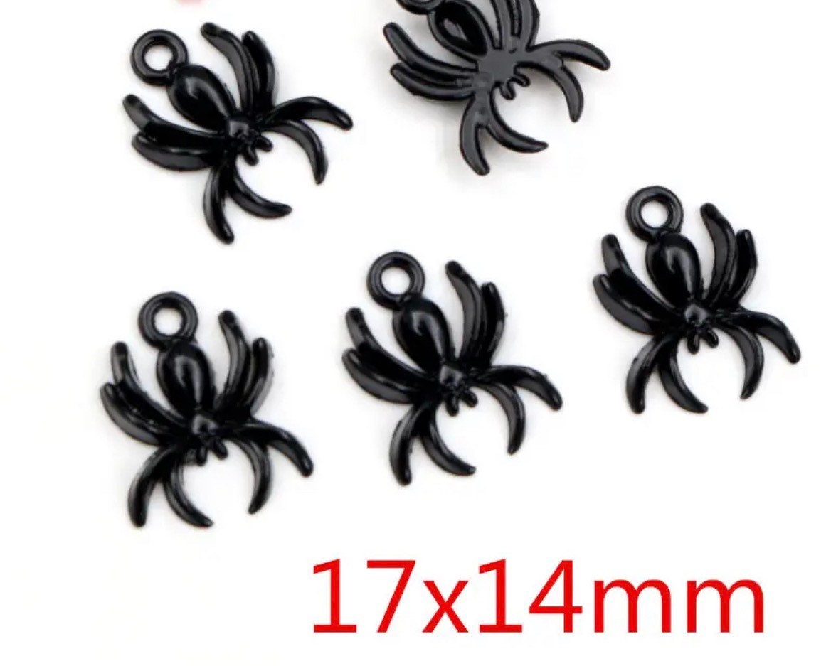 spider charms, 17mm black