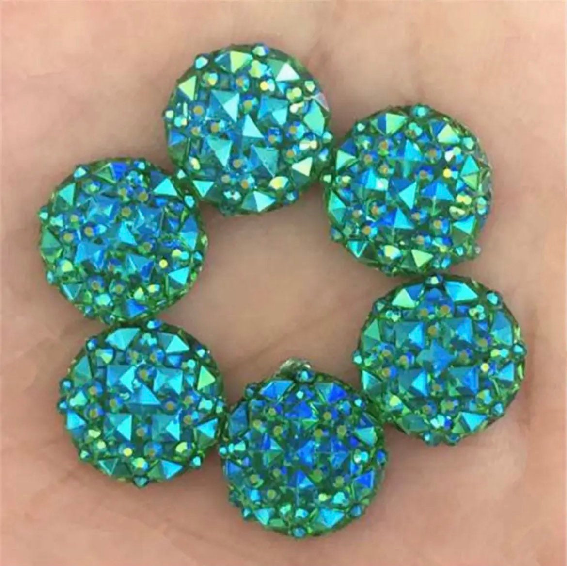 Round resin rhinestone mixed colour cabochon, 12mm