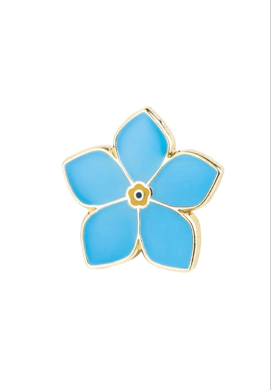 Blue flower enamel pin badge