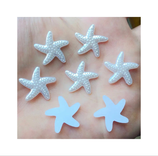 Starfish cabochons, white 18mm