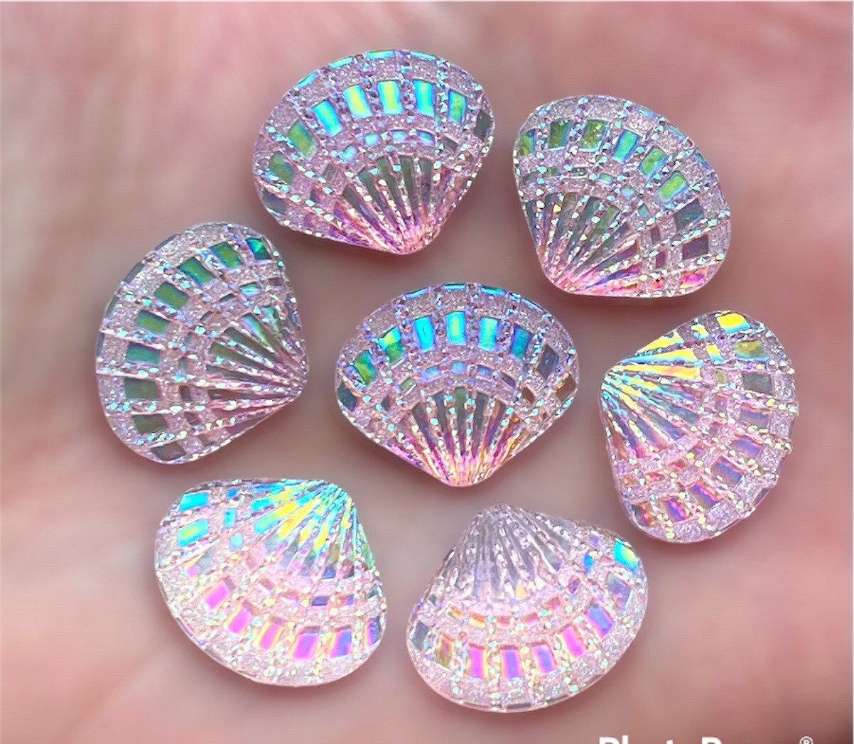 Seashell cabochons, pale pink lustre 17mm